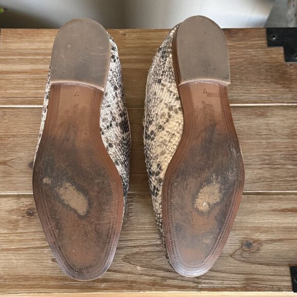 Sam Edelman Lior Gray Leather Light Tan Metallic Sheen Python Snake Print Size 7 - Picture 11 of 12